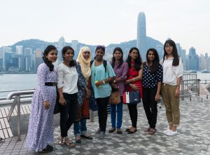 AUW students on a walking tour of Hong Kong with FleishmanHillard volunteers. 